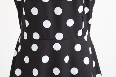 Vintage Rockabilly Kjole Svart Hvit Polka Dots