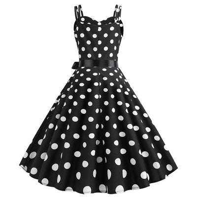 Vintage Rockabilly Kjole Svart Hvit Polka Dots