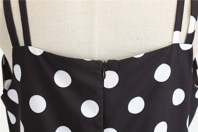 Vintage Rockabilly Kjole Svart Hvit Polka Dots