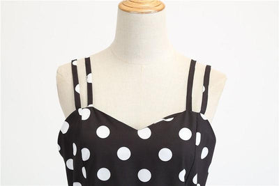 Vintage Rockabilly Kjole Svart Hvit Polka Dots