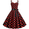 Vintage Rockabilly Kjole Svart Røde Prikker