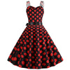 Vintage Rockabilly Kjole Svart Røde Prikker