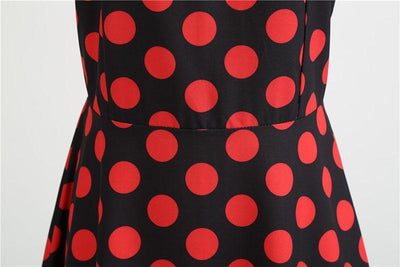 Vintage Rockabilly Kjole Svart Røde Prikker