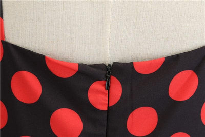Vintage Rockabilly Kjole Svart Røde Prikker