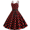 Vintage Rockabilly Kjole Svart Røde Prikker