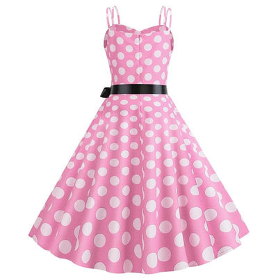 Vintage Rockabilly Kjole Rosa Prikker