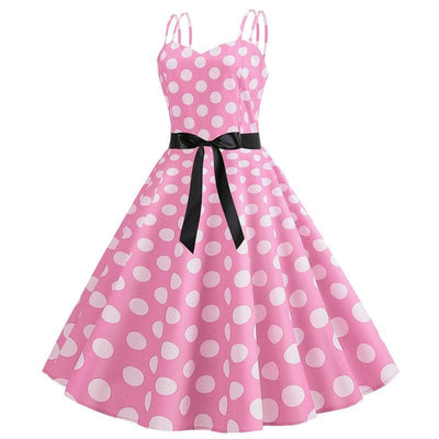 Vintage Rockabilly Kjole Rosa Prikker
