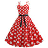Vintage Rockabilly Kjole Røde Hvite Prikker
