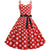 Vintage Rockabilly Kjole Røde Hvite Prikker