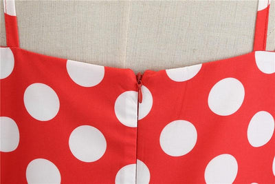 Vintage Rockabilly Kjole Røde Hvite Prikker