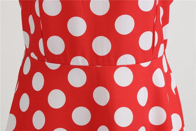Vintage Rockabilly Kjole Røde Hvite Prikker