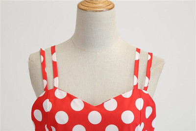 Vintage Rockabilly Kjole Røde Hvite Prikker