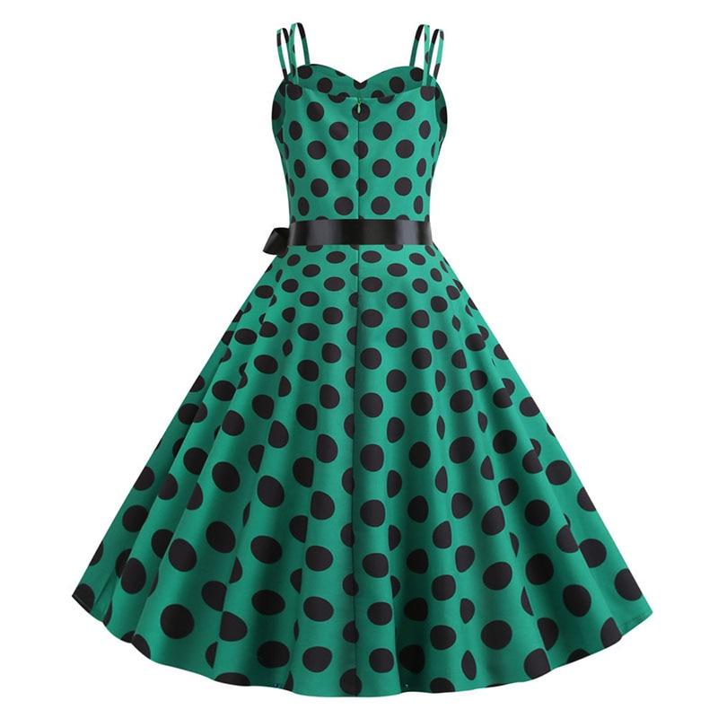 Vintage Rockabilly-Kjole Polka Dot Green