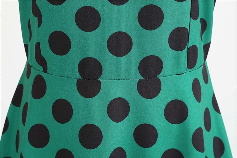 Vintage Rockabilly-Kjole Polka Dot Green