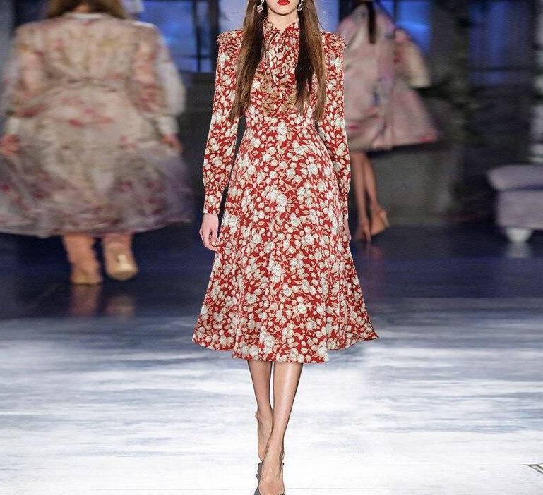 Vintage 40-Talls Blomsterkjole Rød