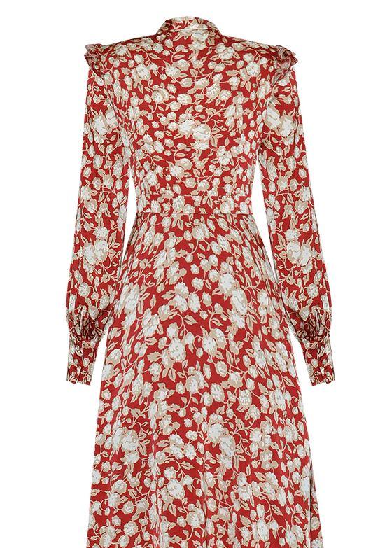 Vintage 40-Talls Blomsterkjole Rød