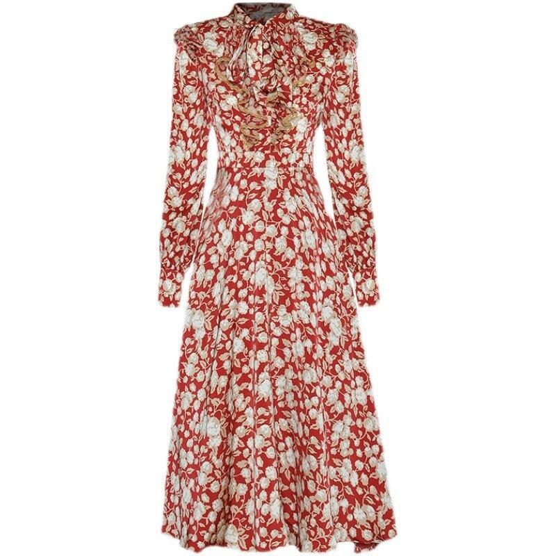 Vintage 40-Talls Blomsterkjole Rød